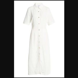 & Other Stories Shell Button Shirt Midi Dress White Linen